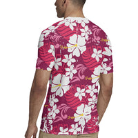 Pink Hawaiian Hibiscus Monstera Rugby Jersey Grunge Stylized
