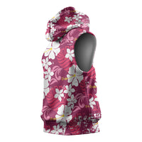 Pink Hawaiian Hibiscus Monstera Sleeveless Hoodie Grunge Stylized LT01 - Polynesian Pride
