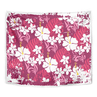 Pink Hawaiian Hibiscus Monstera Tapestry Grunge Stylized LT01 - Polynesian Pride
