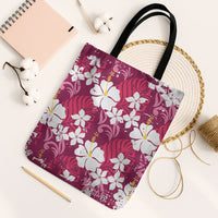 Pink Hawaiian Hibiscus Monstera Tote Bag Grunge Stylized