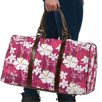 Pink Hawaiian Hibiscus Monstera Travel Bag Grunge Stylized LT01 - Polynesian Pride