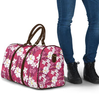 Pink Hawaiian Hibiscus Monstera Travel Bag Grunge Stylized LT01 - Polynesian Pride