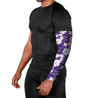 Purple Hawaiian Hibiscus Monstera Arm Sleeves Grunge Stylized