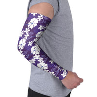 Purple Hawaiian Hibiscus Monstera Arm Sleeves Grunge Stylized