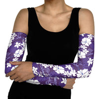 Purple Hawaiian Hibiscus Monstera Arm Sleeves Grunge Stylized