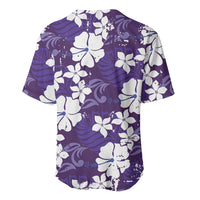 Purple Hawaiian Hibiscus Monstera Baseball Jersey Grunge Stylized
