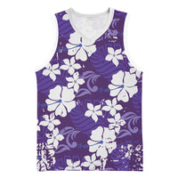 Purple Hawaiian Hibiscus Monstera Basketball Jersey Grunge Stylized