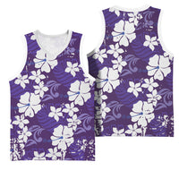 Purple Hawaiian Hibiscus Monstera Basketball Jersey Grunge Stylized