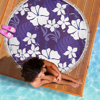 Purple Hawaiian Hibiscus Monstera Beach Blanket Grunge Stylized LT01 - Polynesian Pride