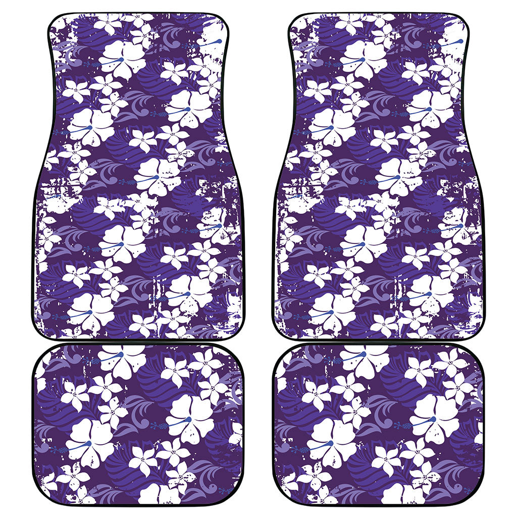 Purple Hawaiian Hibiscus Monstera Car Mats Grunge Stylized