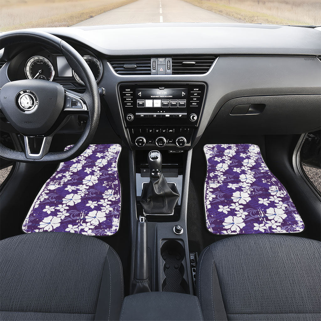 Purple Hawaiian Hibiscus Monstera Car Mats Grunge Stylized