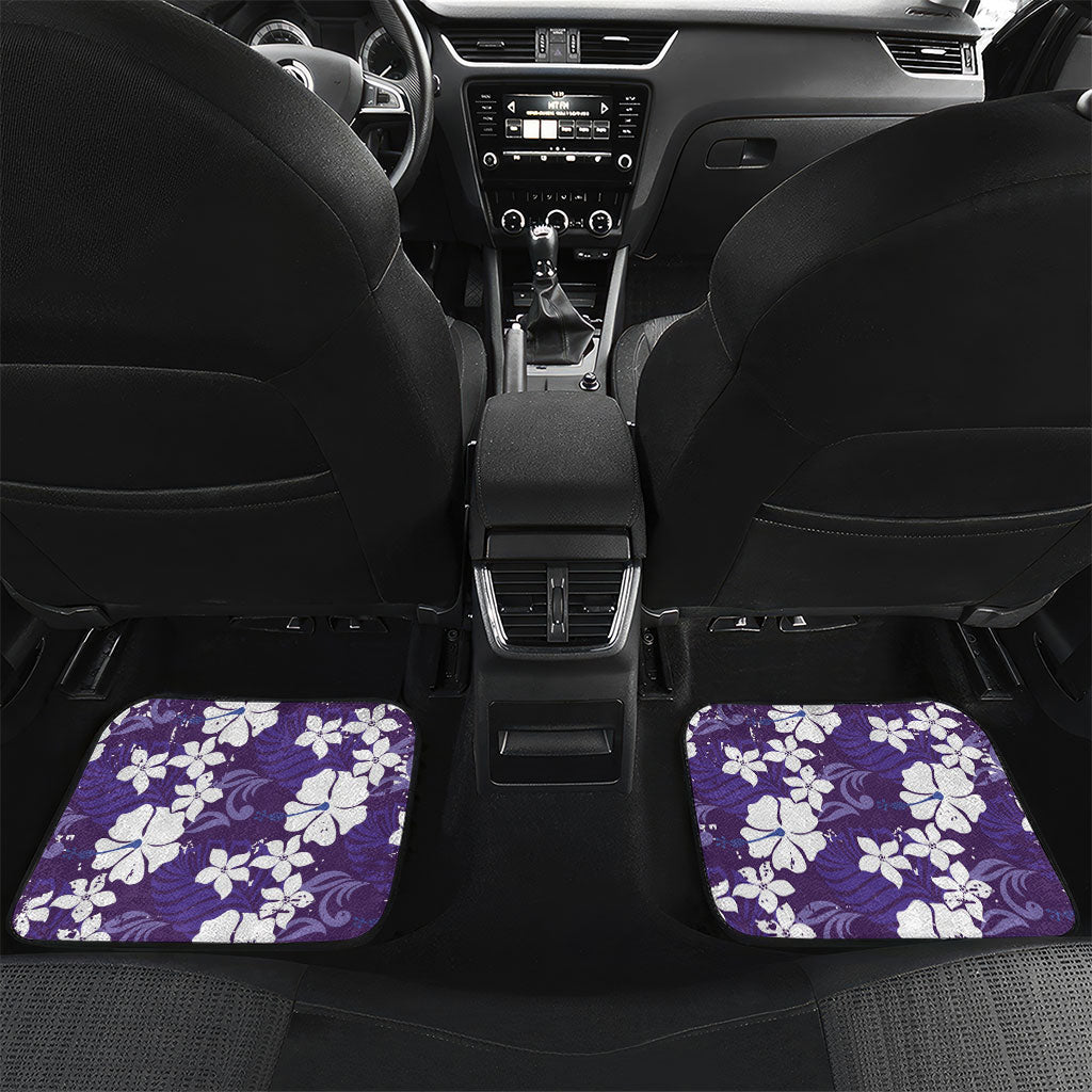 Purple Hawaiian Hibiscus Monstera Car Mats Grunge Stylized