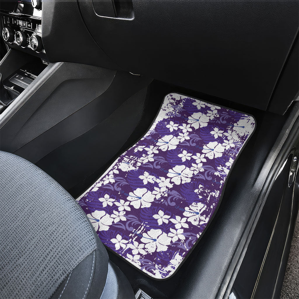 Purple Hawaiian Hibiscus Monstera Car Mats Grunge Stylized