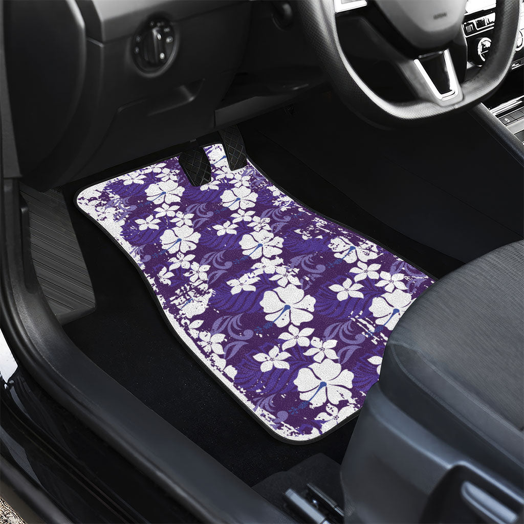 Purple Hawaiian Hibiscus Monstera Car Mats Grunge Stylized