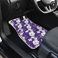 Purple Hawaiian Hibiscus Monstera Car Mats Grunge Stylized