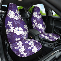 Purple Hawaiian Hibiscus Monstera Car Seat Cover Grunge Stylized LT01 One Size Purple - Polynesian Pride