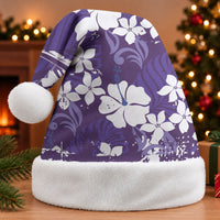 Purple Hawaiian Hibiscus Monstera Christmas Santa Hat Grunge Stylized LT01 Without Fur Purple - Polynesian Pride