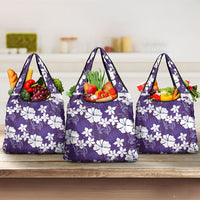Purple Hawaiian Hibiscus Monstera Grocery Bag Grunge Stylized