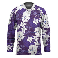 Purple Hawaiian Hibiscus Monstera Hockey Jersey Grunge Stylized