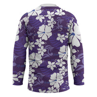 Purple Hawaiian Hibiscus Monstera Hockey Jersey Grunge Stylized