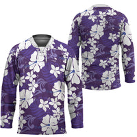 Purple Hawaiian Hibiscus Monstera Hockey Jersey Grunge Stylized