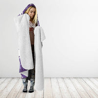 Purple Hawaiian Hibiscus Monstera Hooded Blanket Grunge Stylized