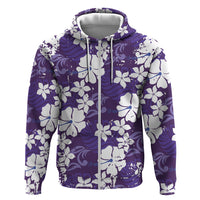 Purple Hawaiian Hibiscus Monstera Hoodie Grunge Stylized