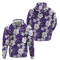 Purple Hawaiian Hibiscus Monstera Hoodie Grunge Stylized