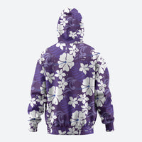 Purple Hawaiian Hibiscus Monstera Hoodie Grunge Stylized