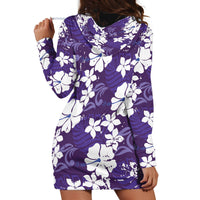 Purple Hawaiian Hibiscus Monstera Hoodie Dress Grunge Stylized LT01 - Polynesian Pride