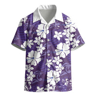 Purple Hawaiian Hibiscus Monstera Kid Hawaiian Shirt Grunge Stylized