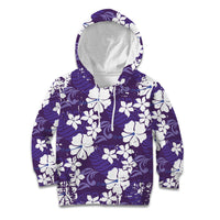 Purple Hawaiian Hibiscus Monstera Kid Hoodie Grunge Stylized