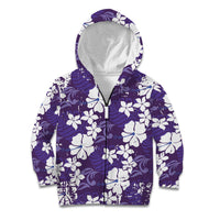 Purple Hawaiian Hibiscus Monstera Kid Hoodie Grunge Stylized