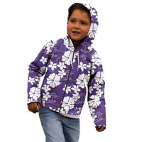Purple Hawaiian Hibiscus Monstera Kid Hoodie Grunge Stylized