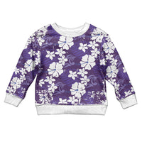 Purple Hawaiian Hibiscus Monstera Kid Ugly Christmas Sweater Grunge Stylized LT01 Kid Purple - Polynesian Pride