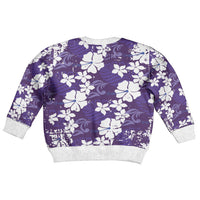 Purple Hawaiian Hibiscus Monstera Kid Ugly Christmas Sweater Grunge Stylized LT01 - Polynesian Pride