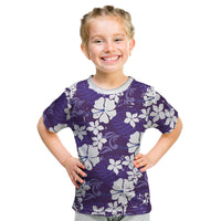 Purple Hawaiian Hibiscus Monstera Kid T Shirt Grunge Stylized