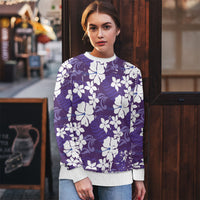 Purple Hawaiian Hibiscus Monstera Ugly Christmas Sweater Grunge Stylized LT01 - Polynesian Pride