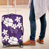 Purple Hawaiian Hibiscus Monstera Luggage Cover Grunge Stylized