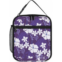 Purple Hawaiian Hibiscus Monstera Lunch Bag Grunge Stylized