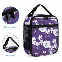 Purple Hawaiian Hibiscus Monstera Lunch Bag Grunge Stylized