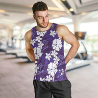 Purple Hawaiian Hibiscus Monstera Men Tank Top Grunge Stylized