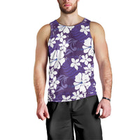 Purple Hawaiian Hibiscus Monstera Men Tank Top Grunge Stylized