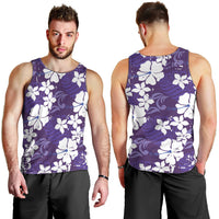 Purple Hawaiian Hibiscus Monstera Men Tank Top Grunge Stylized