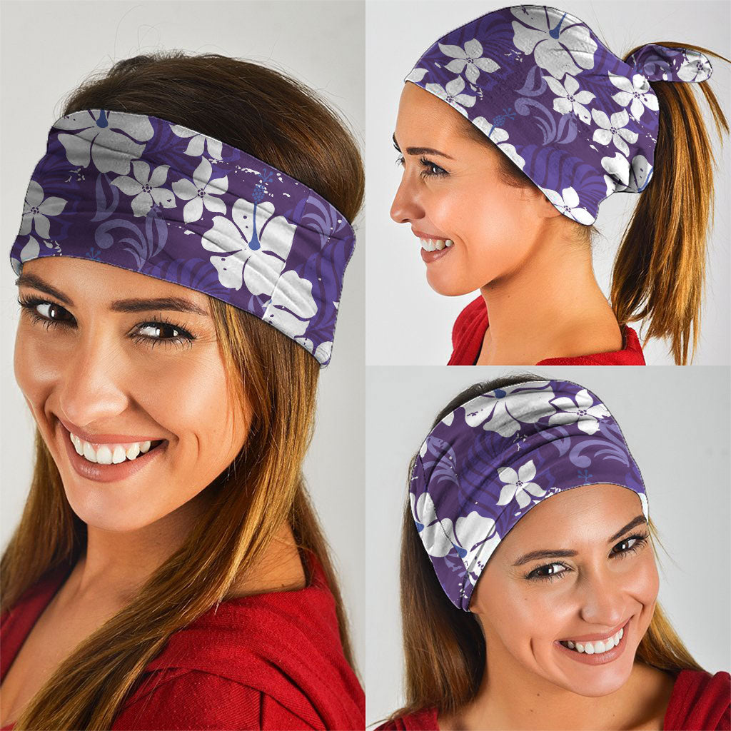 Purple Hawaiian Hibiscus Monstera Neck Gaiter Grunge Stylized