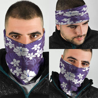 Purple Hawaiian Hibiscus Monstera Neck Gaiter Grunge Stylized