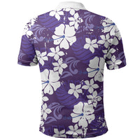 Purple Hawaiian Hibiscus Monstera Polo Shirt Grunge Stylized