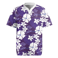 Purple Hawaiian Hibiscus Monstera Rugby Jersey Grunge Stylized