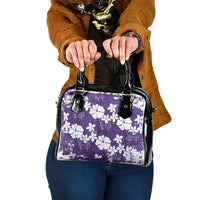 Purple Hawaiian Hibiscus Monstera Shoulder Handbag Grunge Stylized