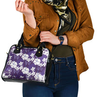 Purple Hawaiian Hibiscus Monstera Shoulder Handbag Grunge Stylized